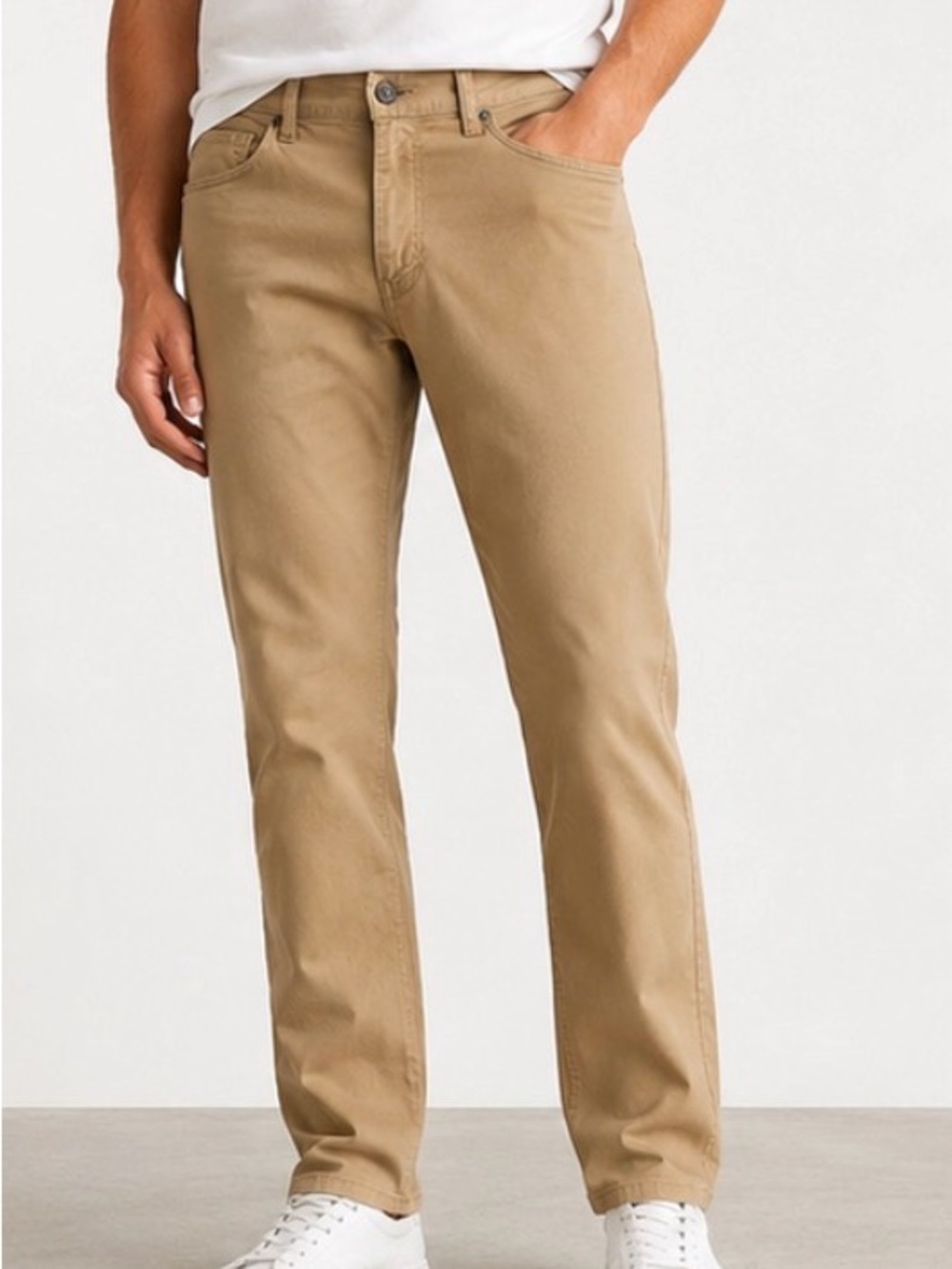 GAP Mens Khaki Pants 34x30 Tan Stretch Straight Leg 5 Pocket Preppy Chino Office